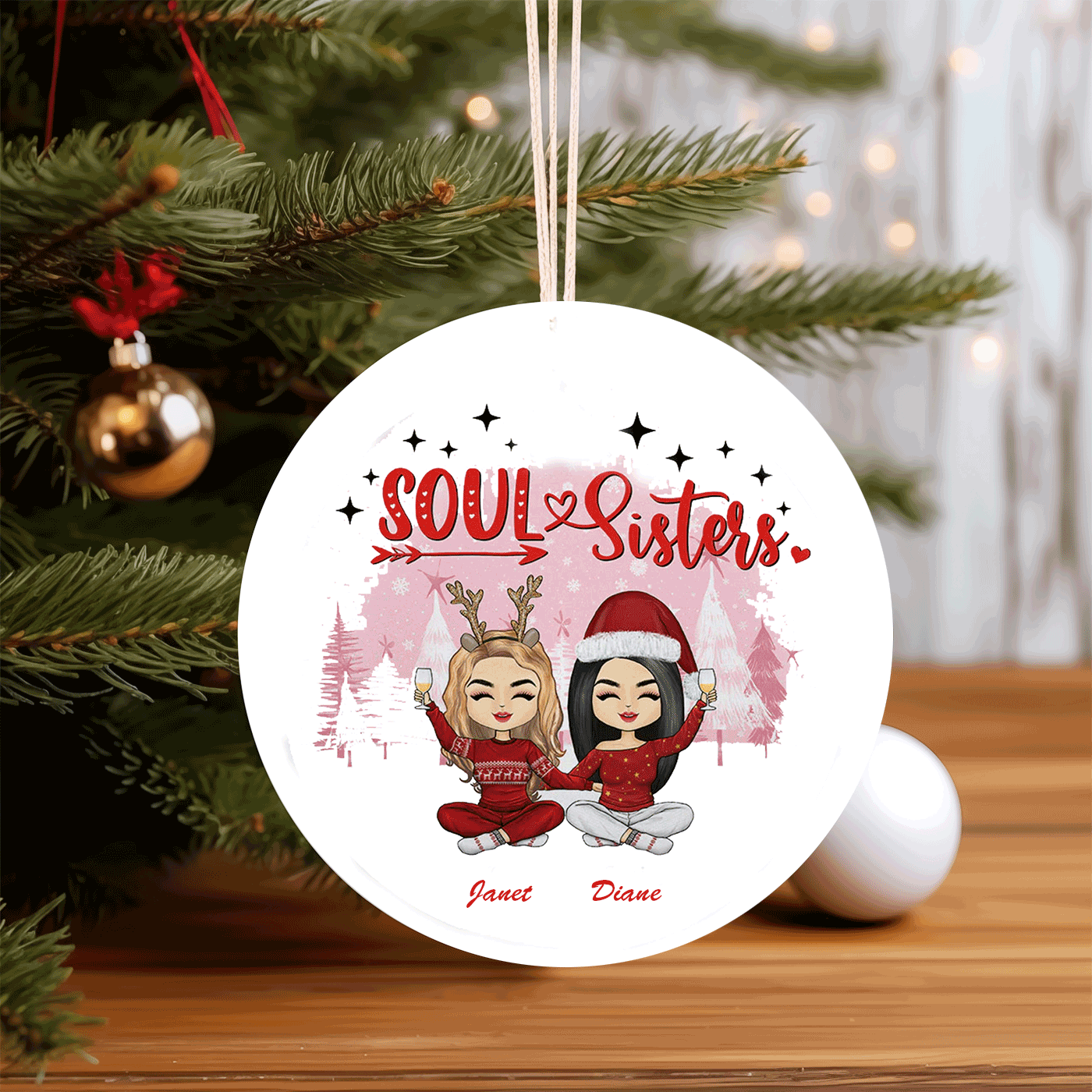 Soul Sisters Christmas | Celebrate Friendship in Style! | Ceramic Ornament